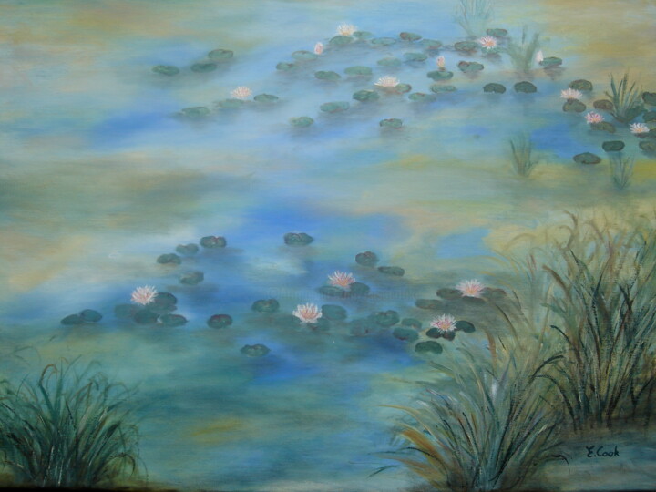 Painting titled "Les Nénuphars" by Elisa Cook Benbassat Bassat, Original Artwork, Oil