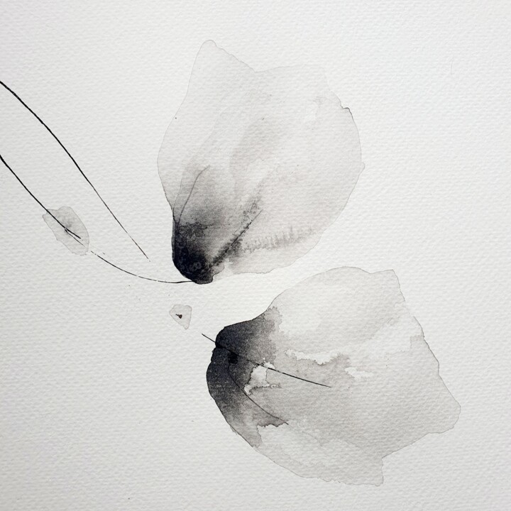 Peinture intitulée "Instant délicatesse" par Isabelle Mignot, Œuvre d'art originale, Encre