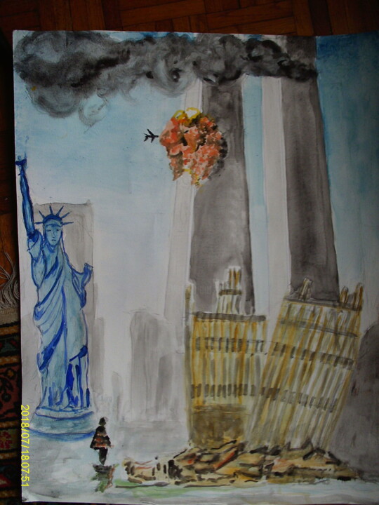 NEW YORK 11 SEPT 2001 绘画, 19.7x30.3 in