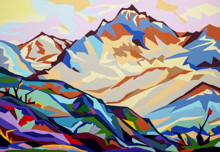 Malerei mit dem Titel "Coffee mountains" von Marina Geipel, Original-Kunstwerk, Acryl Auf Keilrahmen aus Holz montiert