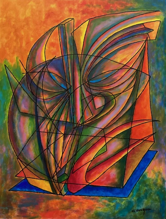 FIGURE GÉOMÉTRIQUE 绘画, 24.8x18.9 in