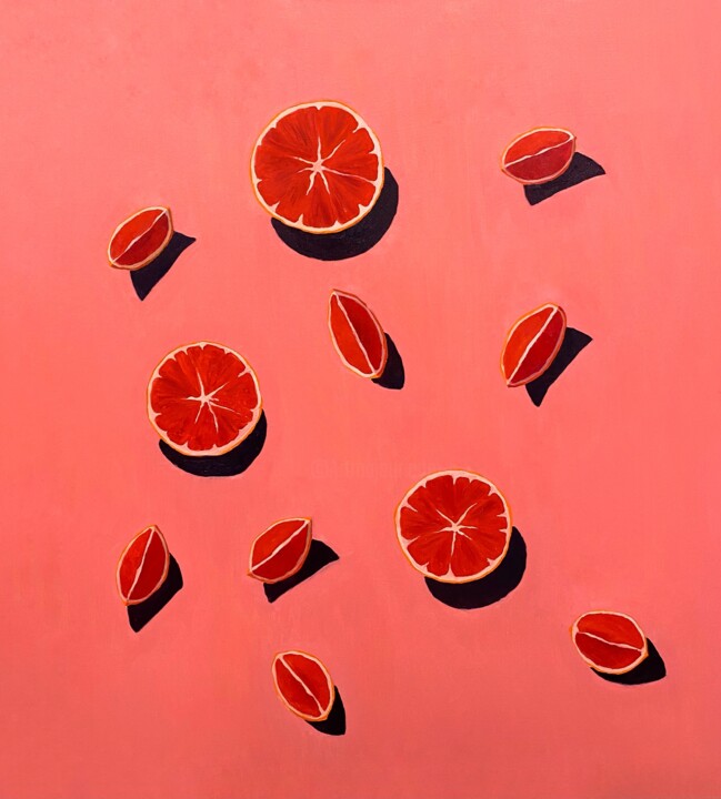 ORANGES — CONTEMPORARY ART STILL LIFE CANVAS OIL PAINTING 绘画, 39.4x35.4 in