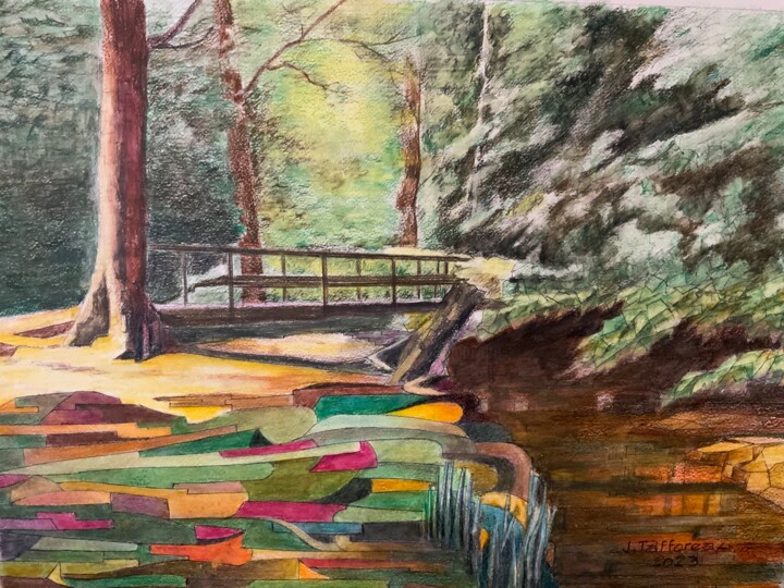 LA PASSERELLE. 绘画, 15.8x21.7 in