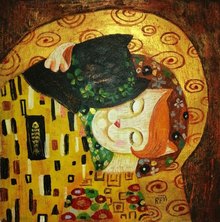 Kiss 绘画, 15.8x15.8 in