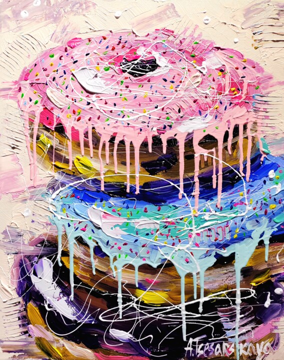 Sweet colorful donuts - food painting 绘画, 19.7x15.8 in