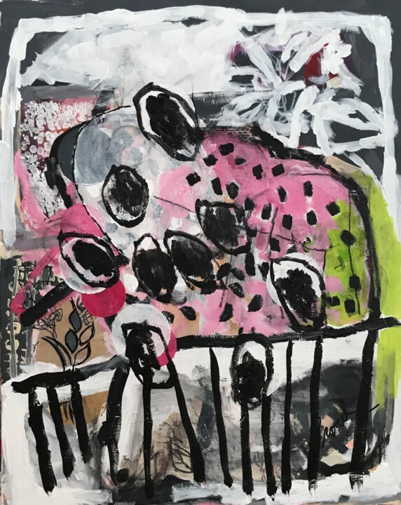 Mon panier de fraises! 绘画, 29.9x24 in