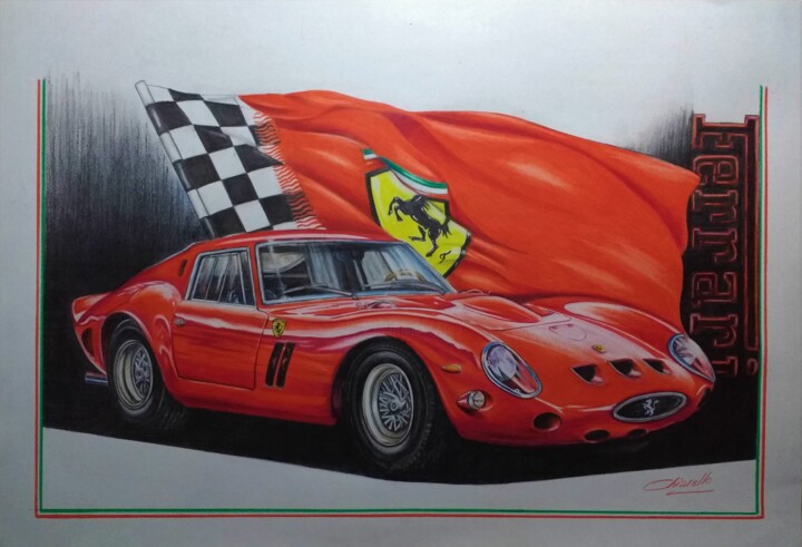 FERRARI 250 GTO 绘画, 13.8x19.7 in