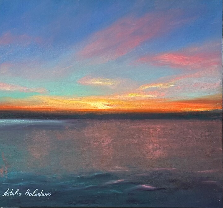 Pintura titulada "Sea and sky. Sun…" por Natalia Balashova. Pastelist., Obra de arte original, Pastel