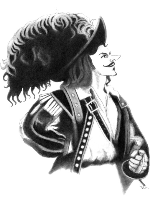 Drawing titled "Cyrano de Bergerac" by Philip Dietrich, Original Artwork, Graphite