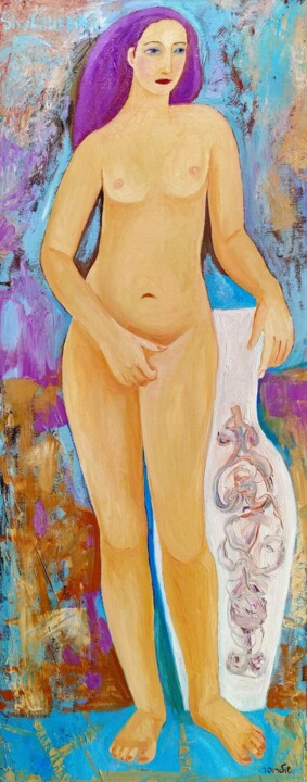 Painting titled "a look to the future" by Janna Shulrufer, Original Artwork, Oil