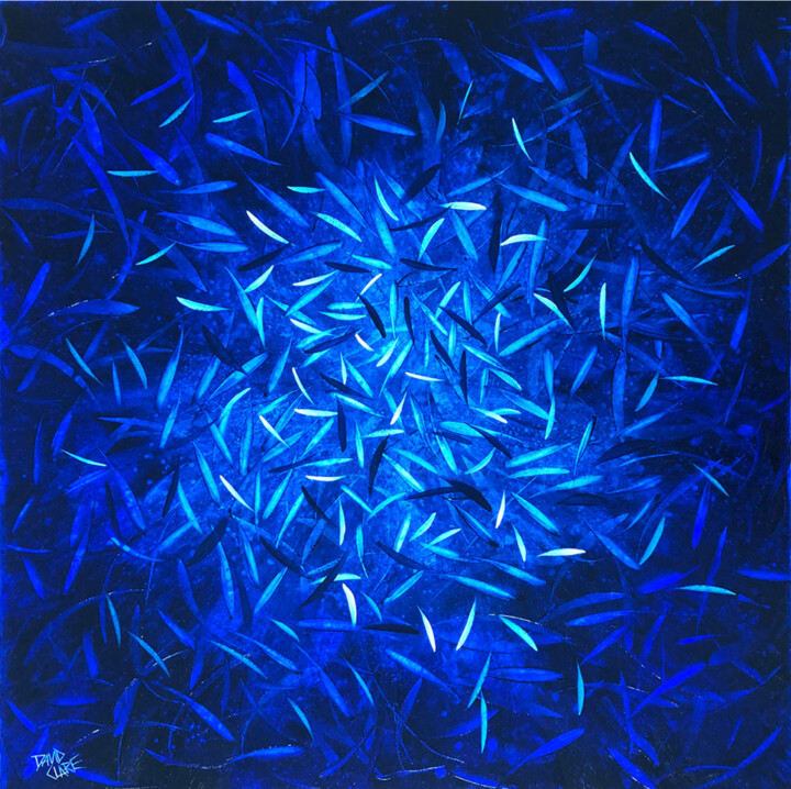绘画 标题为“Electric Blue” 由David Clare, 原创艺术品, 油 安装在木质担架架上