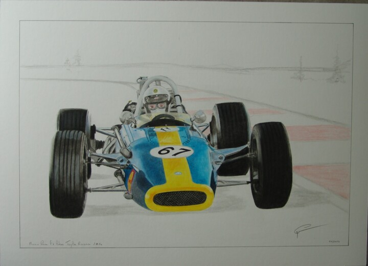 dessin voiture mono place F1 lotus Taylor Racing 2014 图画, 19.7x27.6 in