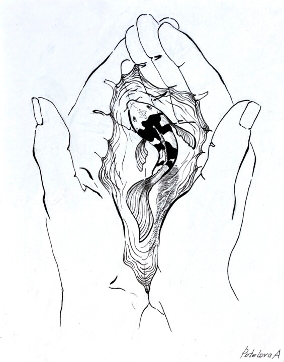 In my hands 图画, 7x5.5 in