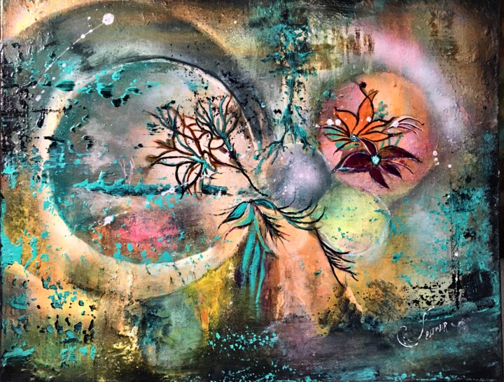 Peinture intitulée "Aureole" par Catherine Lesueur (C.Lesueur), Œuvre d'art originale, Acrylique