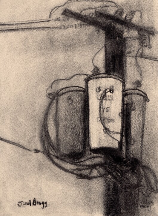 Power Lines out my Window 绘画, 12x9 in