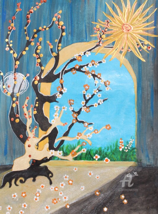 Peinture intitulée "Un seuil nouveau" par Corinne Brossier (Atelier de l'imaginaire), Œuvre d'art originale, Acrylique
