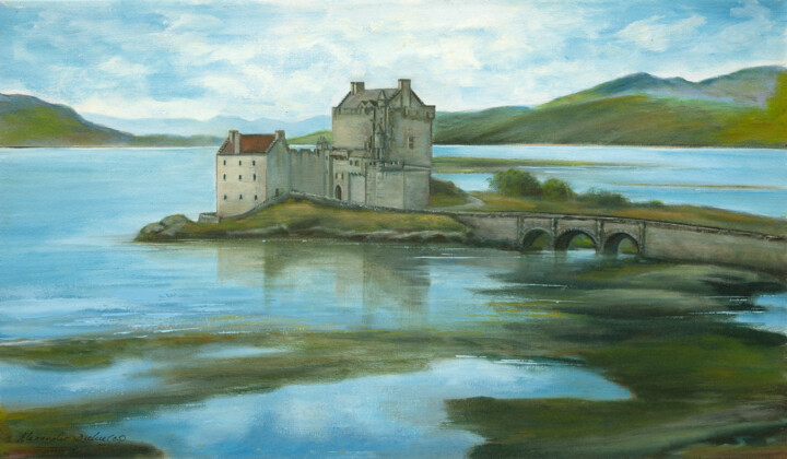 Eilean Donan Castle, Scotland 绘画, 12x20 in