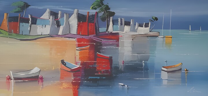 "Town and coast acry…" başlıklı Tablo Filip Petrovic tarafından, Orijinal sanat, Akrilik