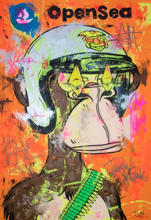 Bored Ape Yacht Club #7537 in acrylics 绘画, 59.1x43.3 in