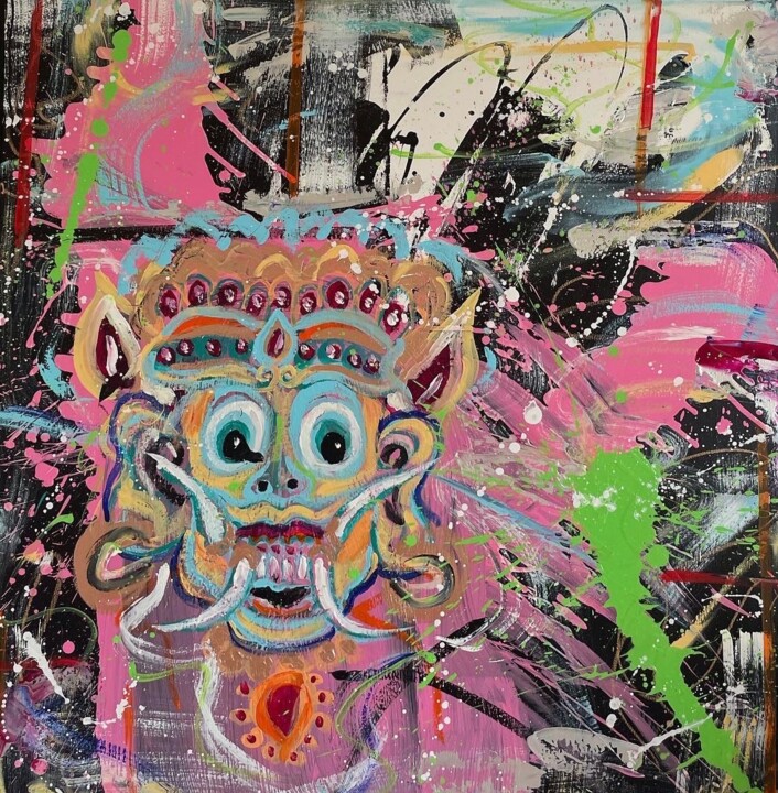 绘画 标题为“Barong” 由Ariadna Maslowska, 原创艺术品, 丙烯 安装在木质担架架上