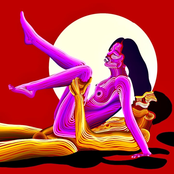 제목이 "erotic 10"인 그림 Anzor Valetov로, 원작, 디지털 페인팅 나무 들것 프레임에 장착됨