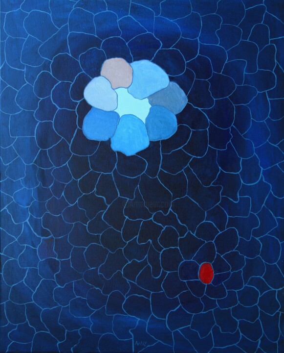 Painting titled "Modro" by Ernest Artič, Original Artwork, Oil