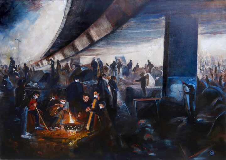 Peinture intitulée "L'Exode I, XVII XI…" par Marie-Luce Colatrella, Œuvre d'art originale, Acrylique Monté sur Châssis en bo…