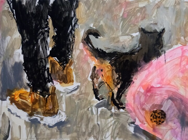 Tiger cat#2 绘画, 14.2x18.9 in