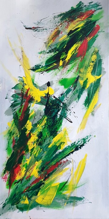 Peinture intitulée "Jungle birds" par Julie Verhague, Œuvre d'art originale, Acrylique Monté sur Châssis en bois
