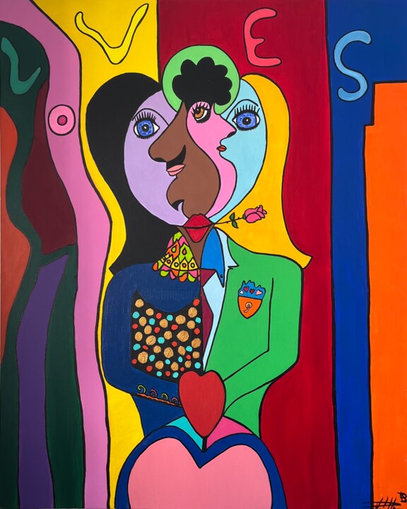 Peinture intitulée "Loves" par Philippe Seigle, Œuvre d'art originale, Acrylique Monté sur Châssis en bois