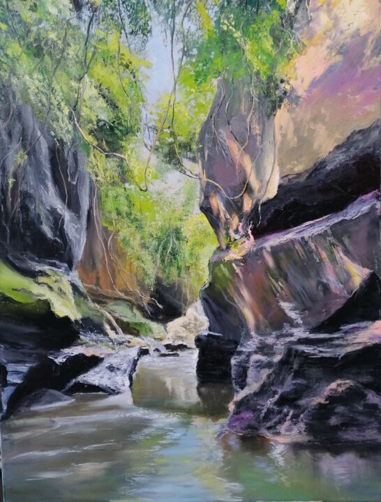 Painting titled "О. Бали каньен" by Natalia Beliakova, Original Artwork, Oil