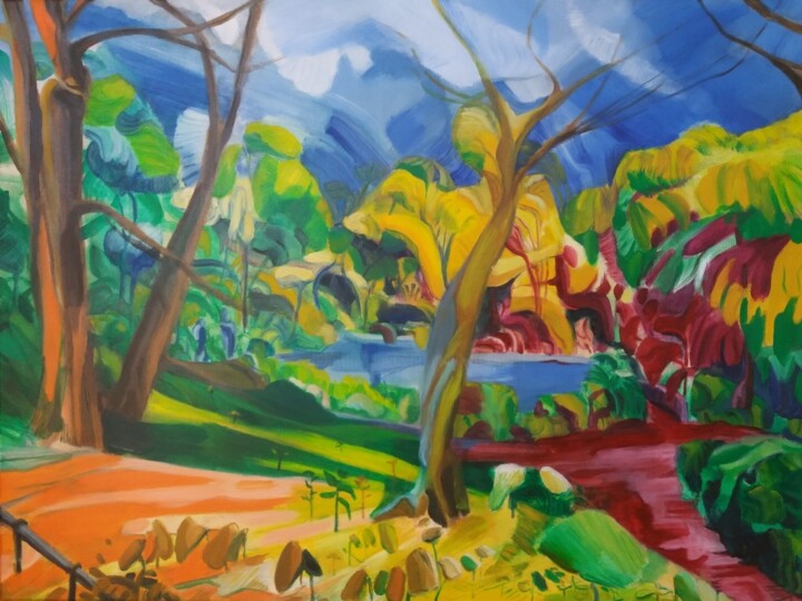 Ζωγραφική με τίτλο "Parc Josaphat 9" από Marc Declercq, Αυθεντικά έργα τέχνης, Λάδι