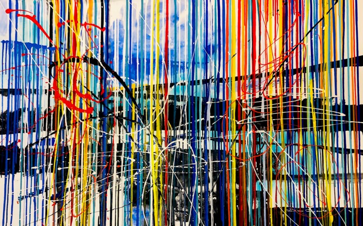 Painting titled "Hold the line" by Dam Domido, Original Artwork, Acrylic
