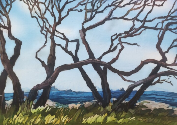 Painting titled "Sarisu beach" by Valentina Pushkareva, Original Artwork, Acrylic