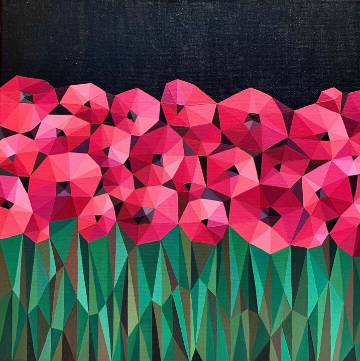 DANCE OF POPPIES 绘画, 15.8x15.8 in