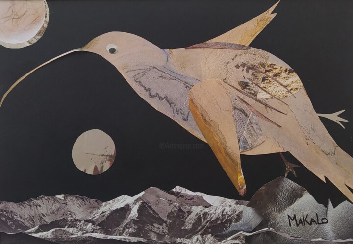 Rêve de montagne oiseau Collages, 8.3x11.8 in
