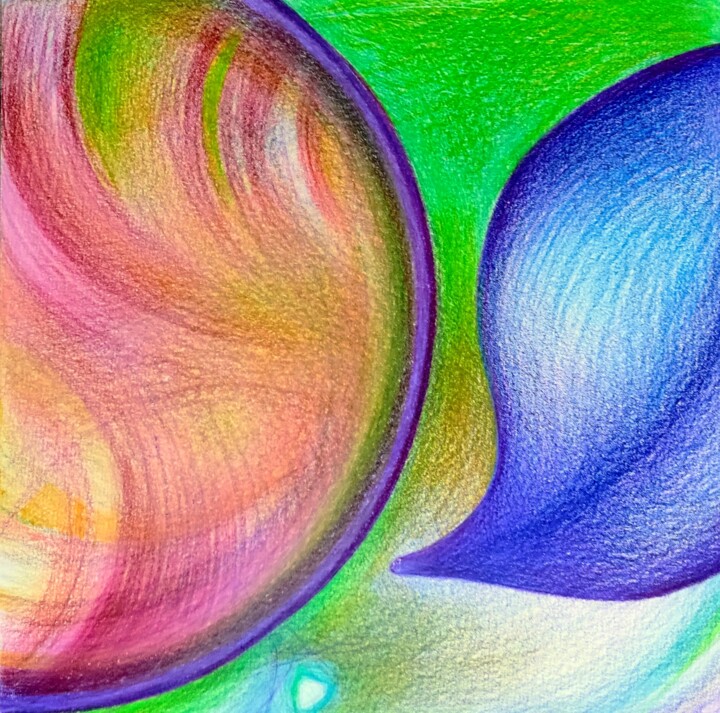 Dessin intitulée "Leaf of tree and gl…" par Corinne Courlet, Œuvre d'art originale, Crayon