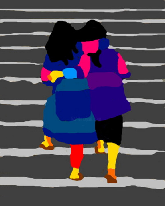 Arts numériques intitulée "Les deux copines" par Stephane Pruvot, Œuvre d'art originale, Peinture numérique