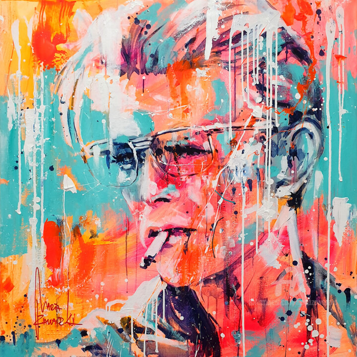With a cigarette 绘画, 39.4x39.4 in