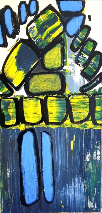 Peinture intitulée "Assemblage" par Julie Verhague, Œuvre d'art originale, Acrylique Monté sur Châssis en bois
