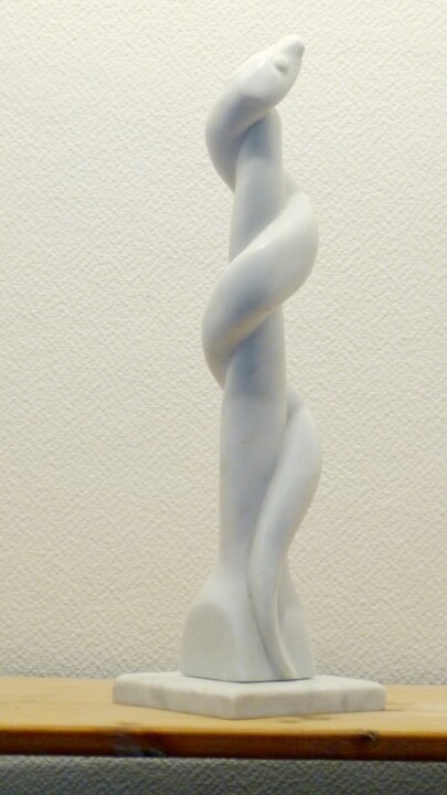 Carrara Marble Wild Animal - Snake 雕塑, 16.1x4.7 in