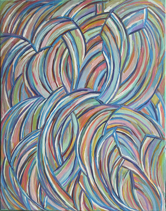 Malarstwo zatytułowany „Kolorowe łuki” autorstwa Danuta Elzbieta Czyzyk, Oryginalna praca, Akryl