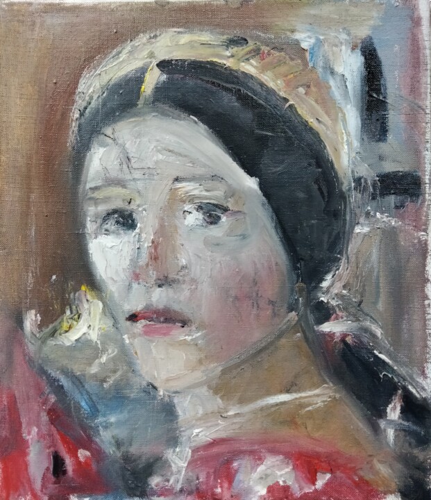 Schilderij getiteld ""Inspired Juliette"" door Amit Ari, Origineel Kunstwerk, Olie Gemonteerd op Frame voor houten brancard