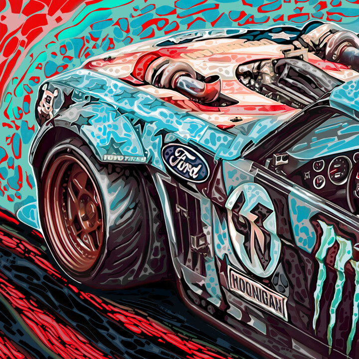 Hoonicorn Drift Car V 绘画, 31.5x31.5 in