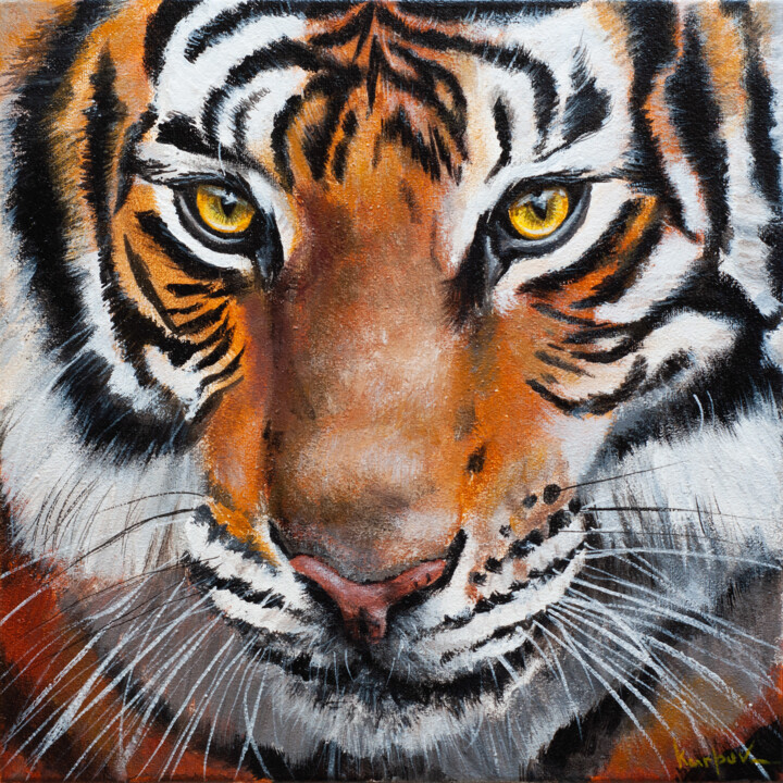 Tiger Portrait 绘画, 11.8x11.8 in