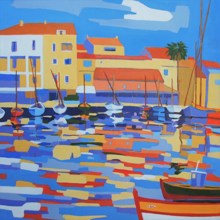 Peinture intitulée "Sanary-sur-mer." par Jean-Noël Le Junter, Œuvre d'art originale, Huile Monté sur Châssis en bois