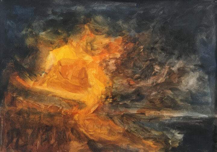 Schilderij getiteld "Light burst-Wall ar…" door Angelica Fom, Origineel Kunstwerk, Gouache