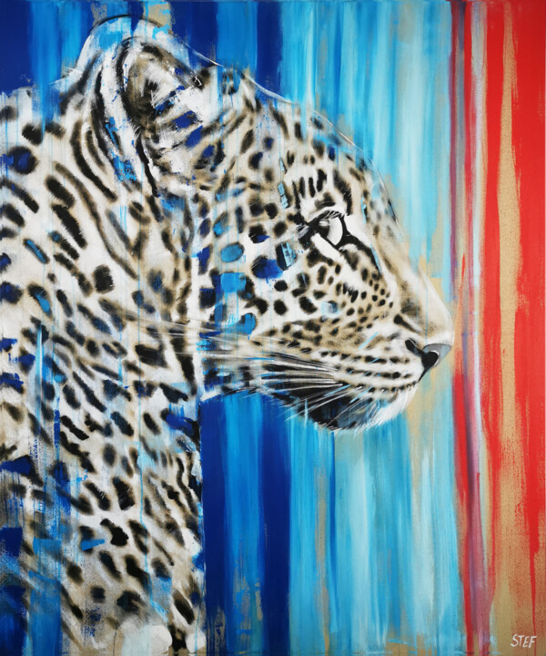 LEOPARD #4 - RED LIST 绘画, 47.2x39.4 in
