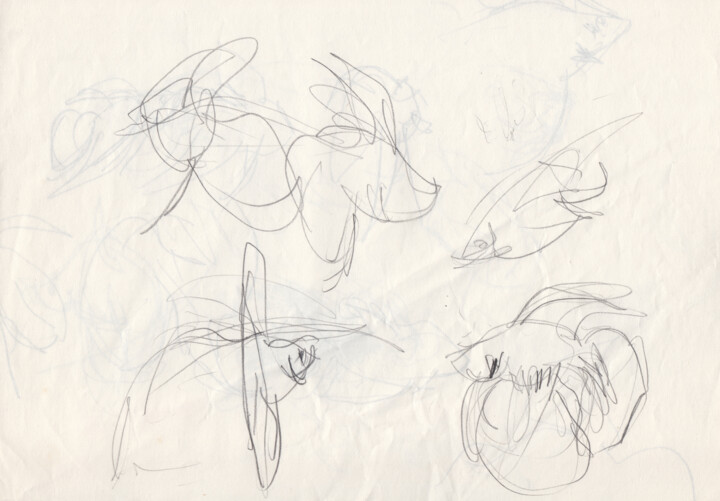 Étude de "Combattants du Siam" en mouvement (3e) 图画, 8.3x11.7 in