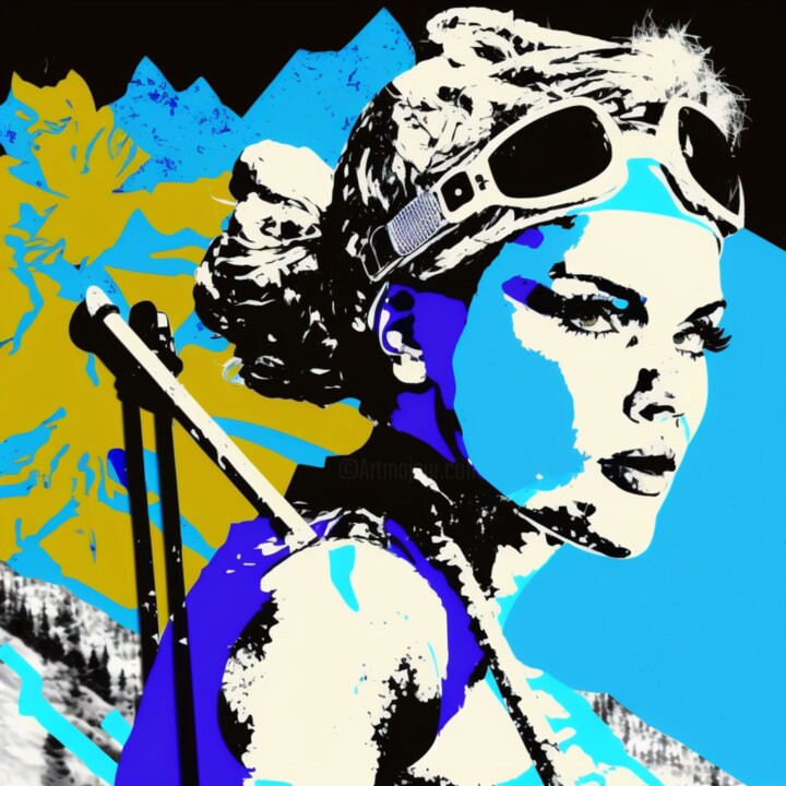 NORDIC SKIING 绘画, 19.7x19.7 in